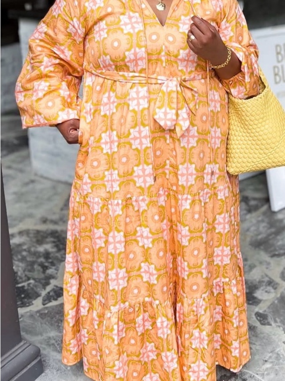 Ivy City Co Orange and Pink Floral Maxi Dress